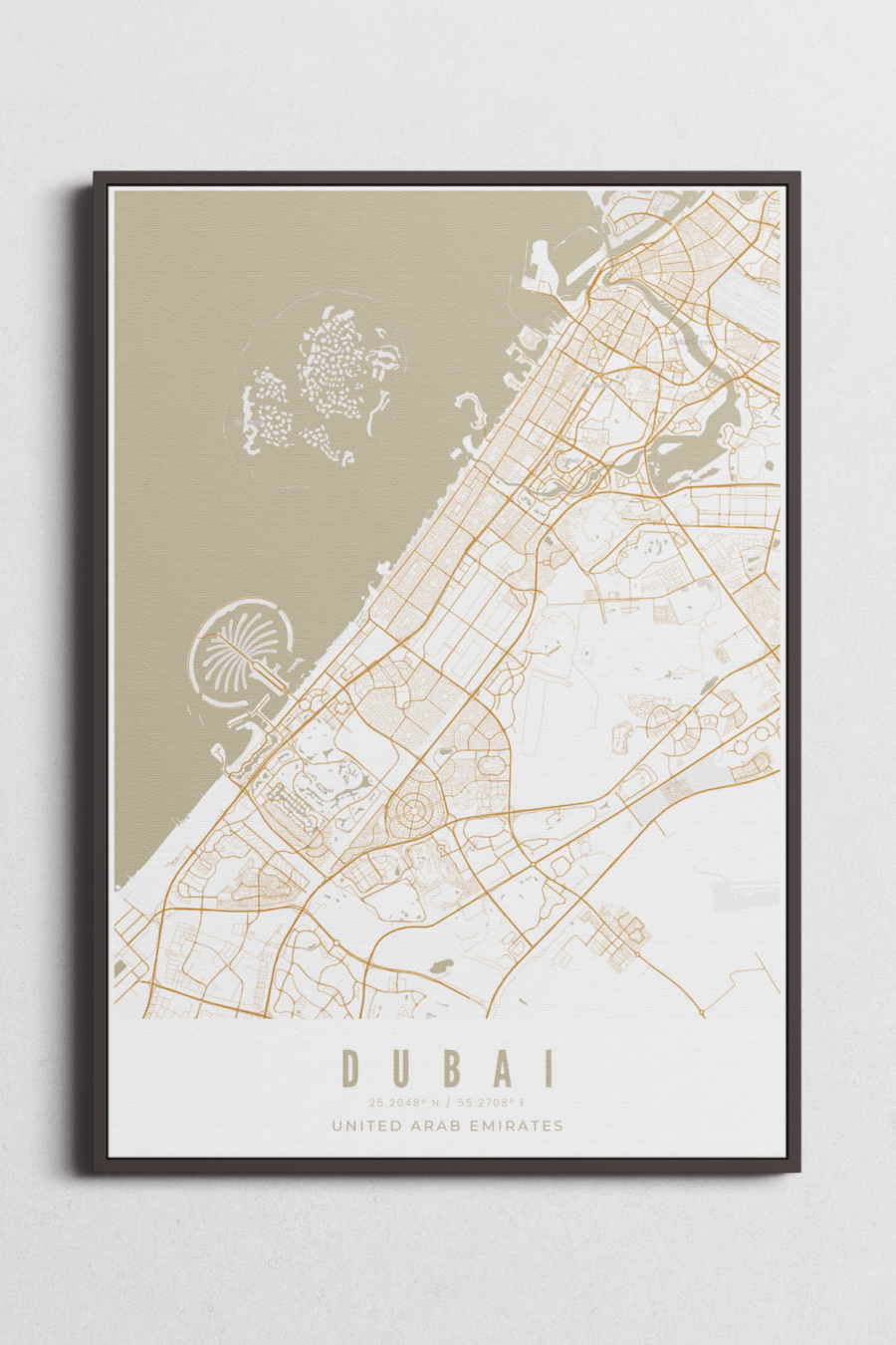 Dubai City Map Wall Art Sand Palette . Dubai City Map on Canvas - Sand, Sand Palette City Map Wall Art, Dubai Map Artwork, Custom Map Art UAE