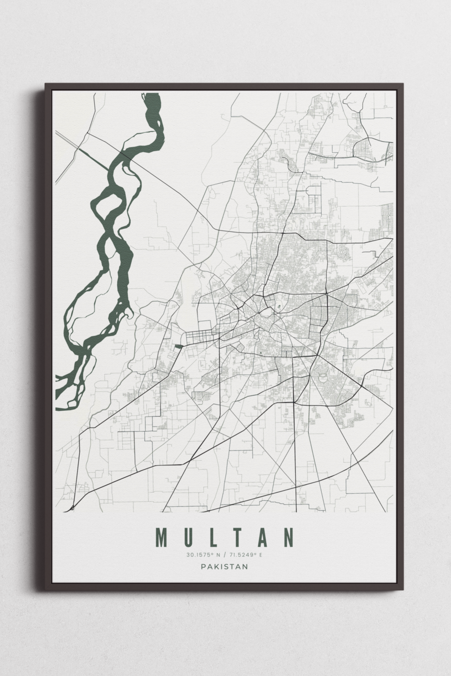 Multan City Map on Canvas