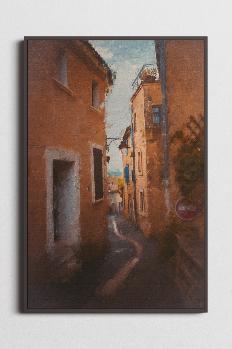 Roussillon Streets Original Art Print - Buy Original framed art prints at Mustardmil UAE, Roussillon Streets Original Art Print, South of France Street Scene Art Print, Provencal Wall Decor, Mustardmil Art Print