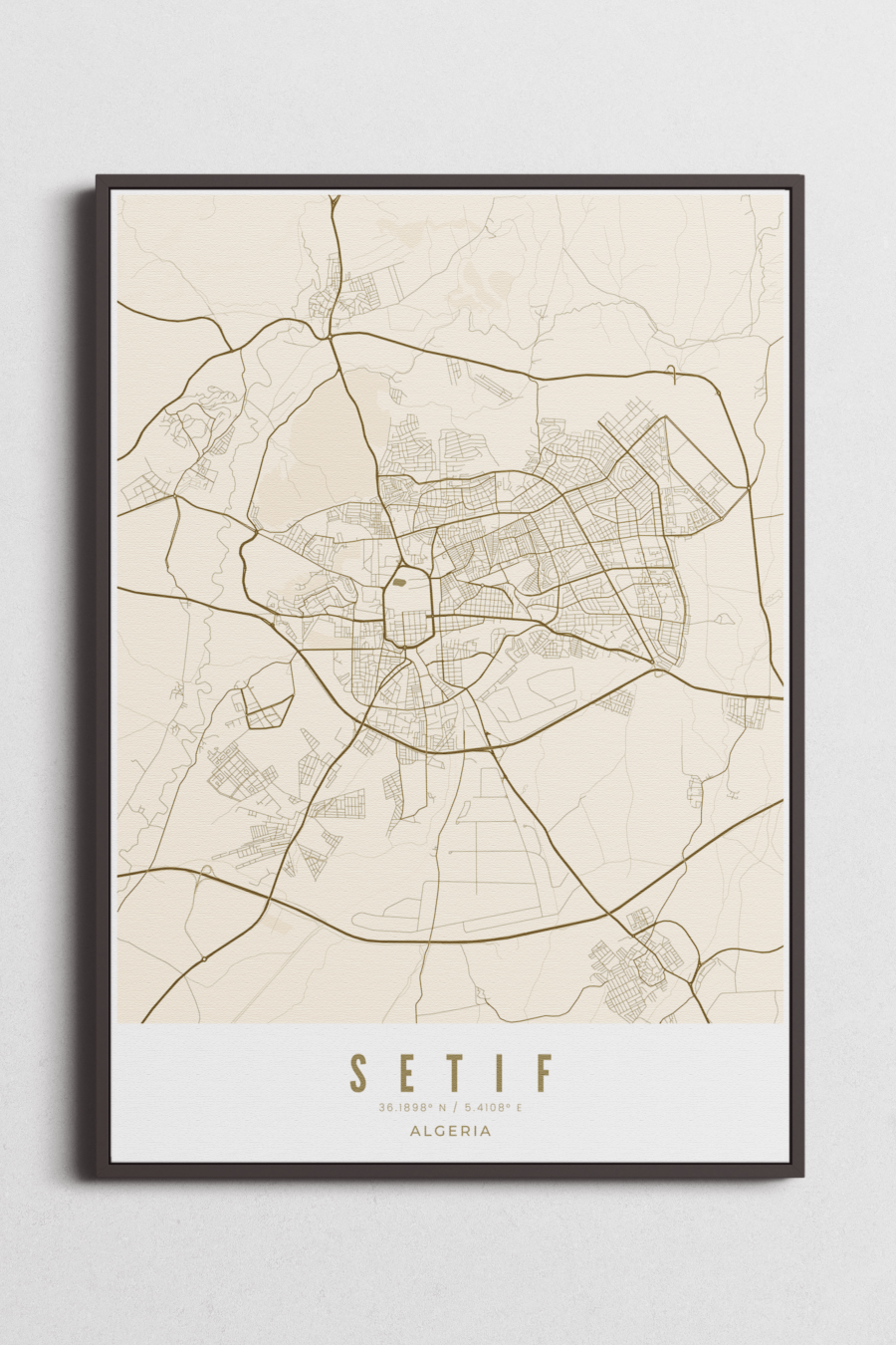 Setif City Map On Paper-Bronze, Setif City Map on Canvas