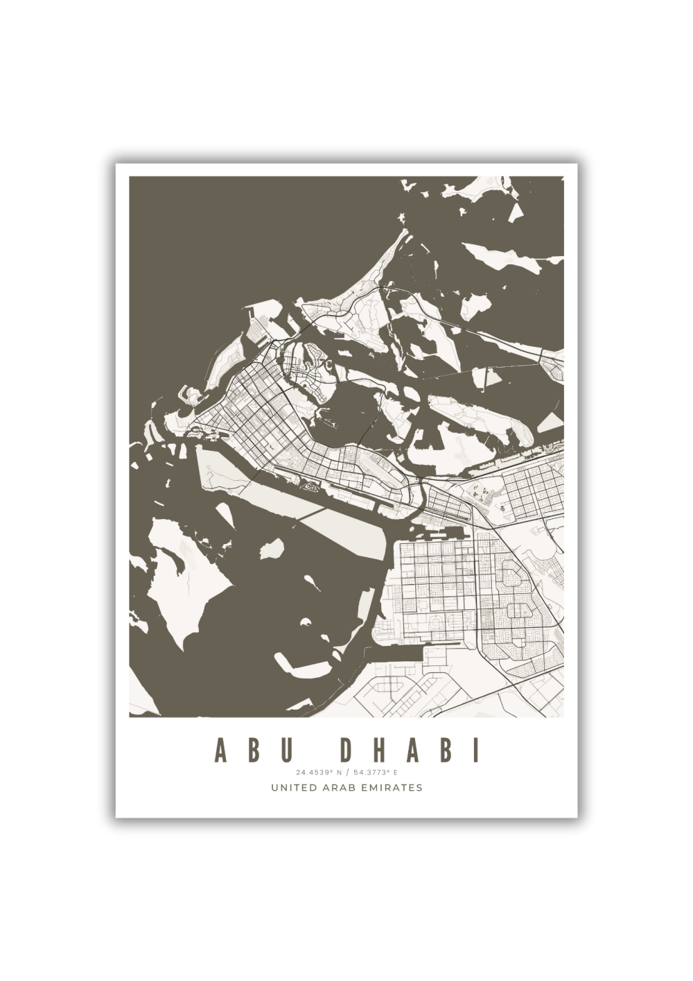 Abu Dhabi City Map Wall Art