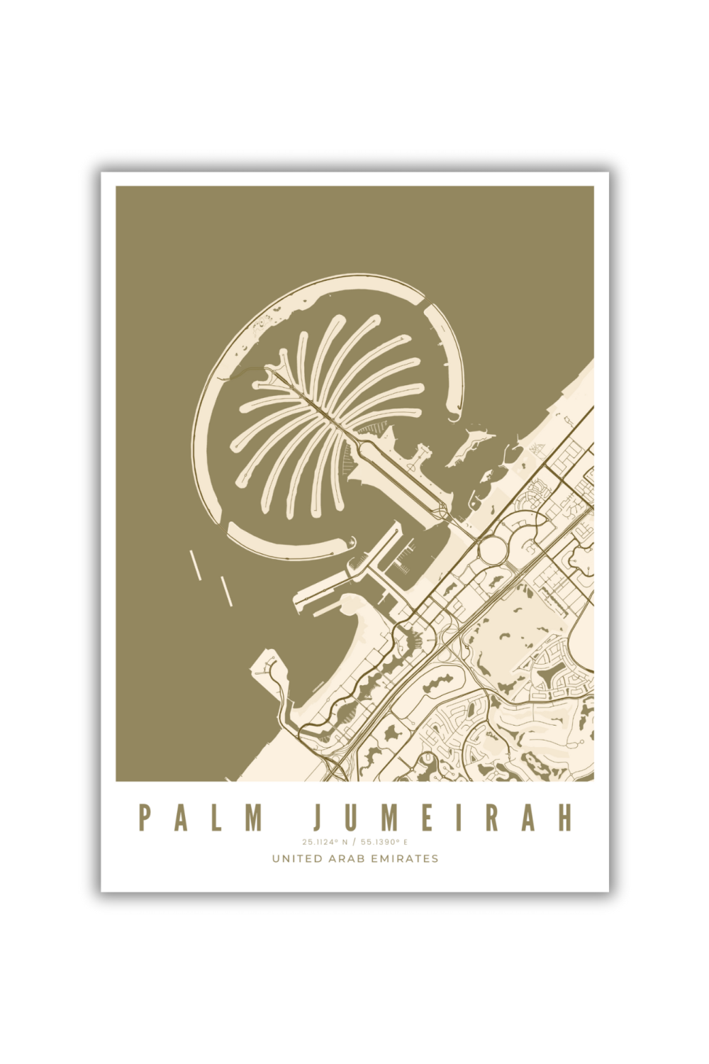 Palm Jumeirah Map on Canvas - Bronze - Multiple Sizes/Frames - Image 2