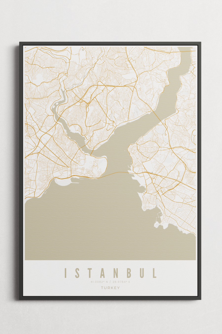 Istanbul City Map on Canvas - Sand - Multiple Sizes/Frames