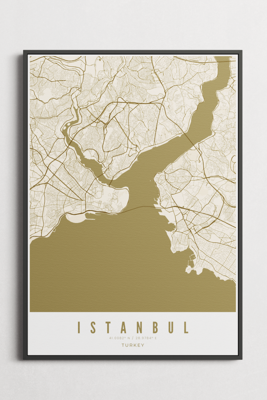 Istanbul City Map on Canvas - Bronze - Multiple Sizes/Frames