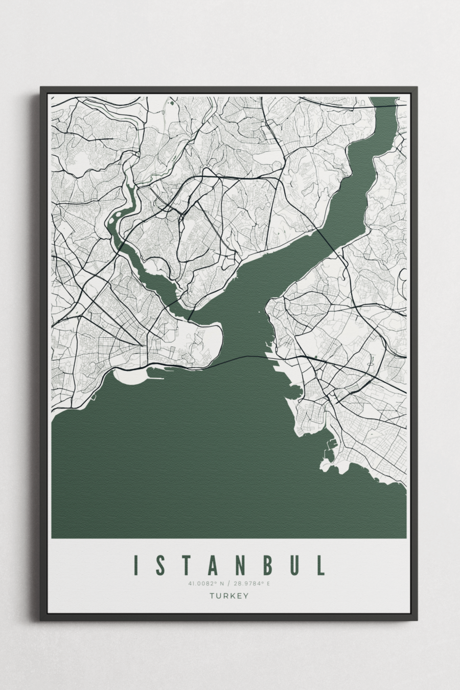 Istanbul City Map on Canvas - Teal - Multiple Sizes/Frames