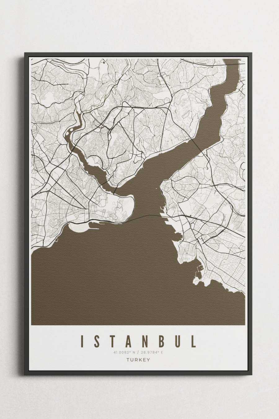 Istanbul City Map on Canvas - Black/White - Multiple Sizes/Frames