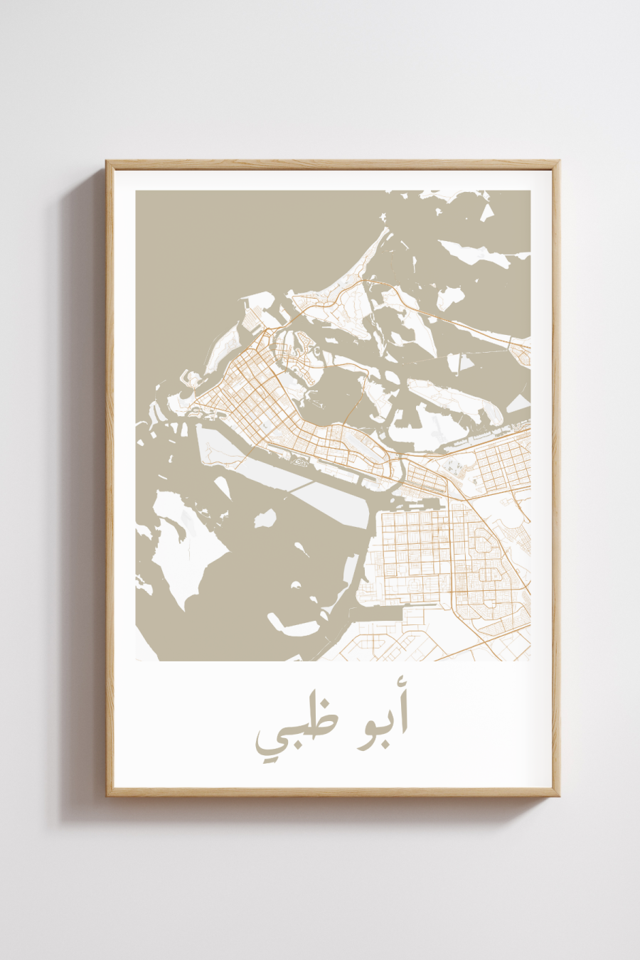 Abu Dhabi City Map in Arabic Style #1 - Sand