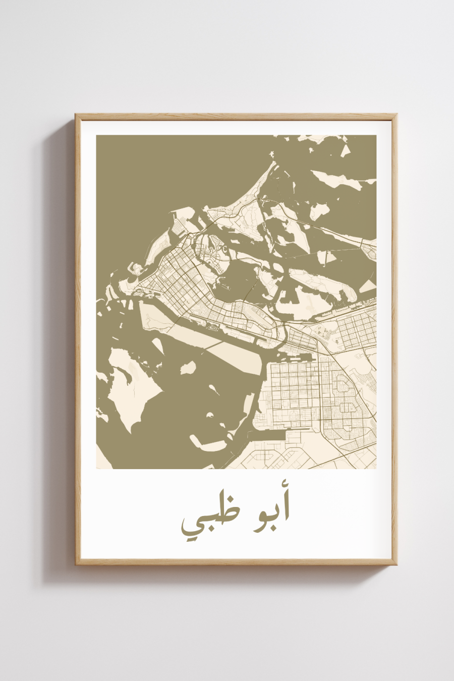 Abu Dhabi City Map in Arabic Style #1 - Bronze
