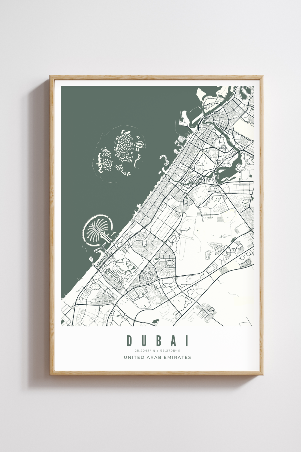 Dubai City Map - Teal- Multiples Sizes/Frames