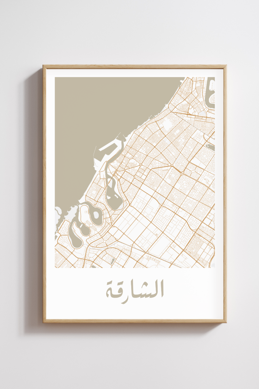 Sharjah City Map in Arabic Style #1 - Sand