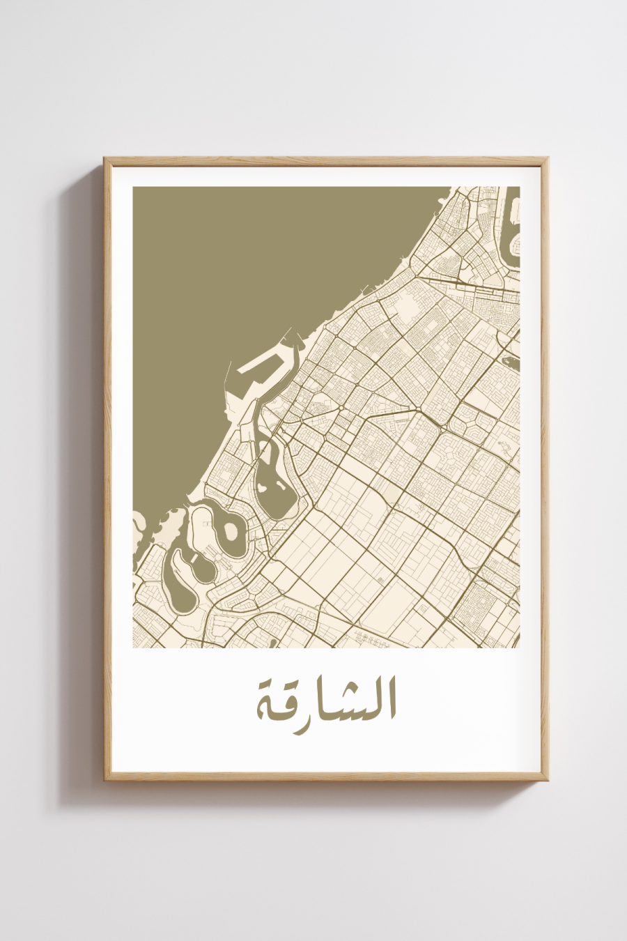 Sharjah City Map in Arabic Style #1 - Bronze