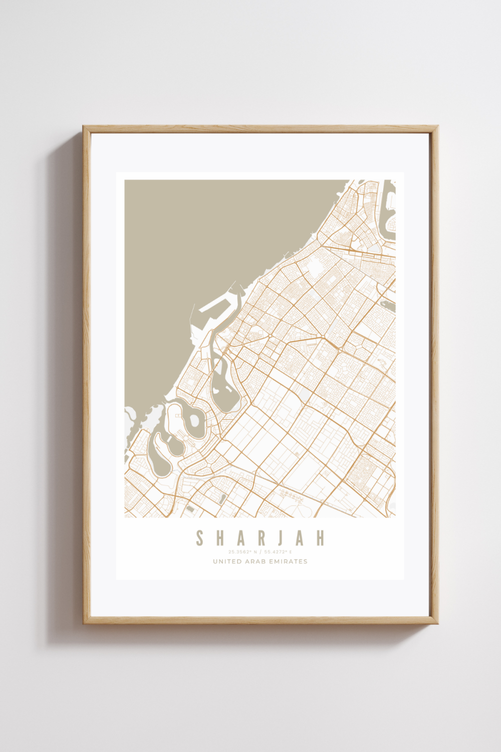 Sharjah City Map - Sand - Multiples Sizes/Frames - Image 2