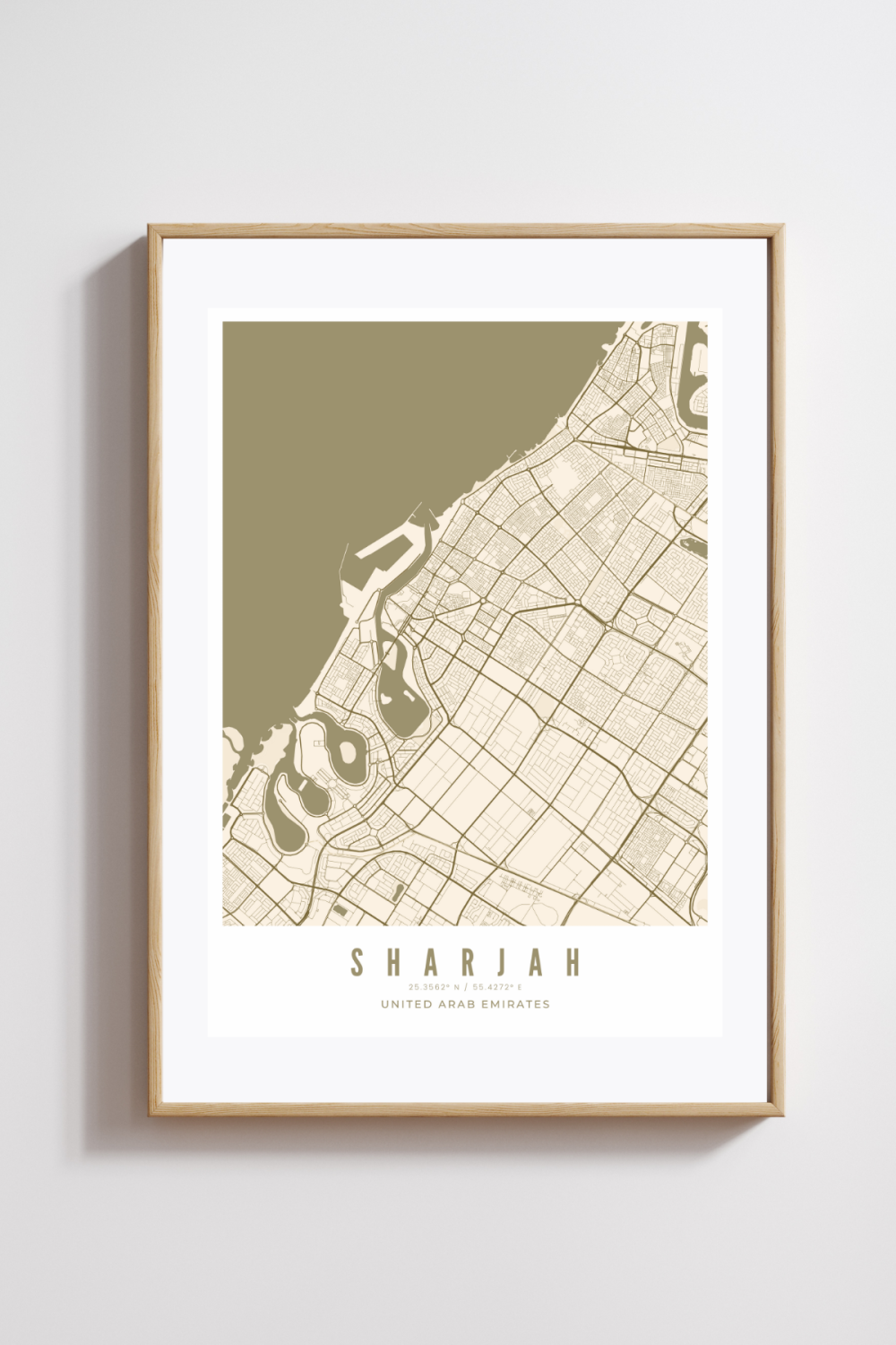 Sharjah City Map - Bronze- Multiples Sizes/Frames - Image 2