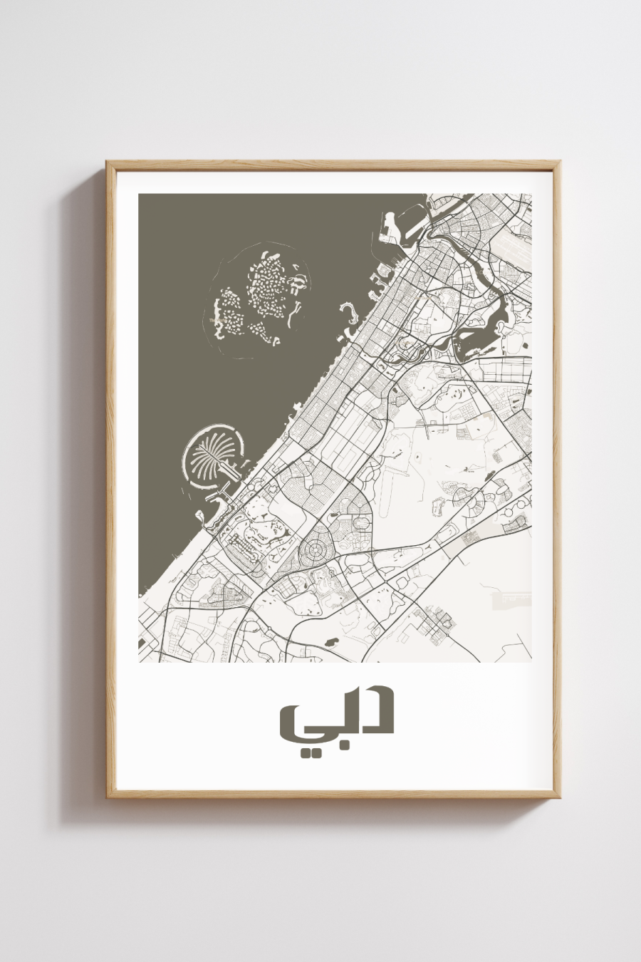 Dubai City Map in Arabic Style #2 - Black & White