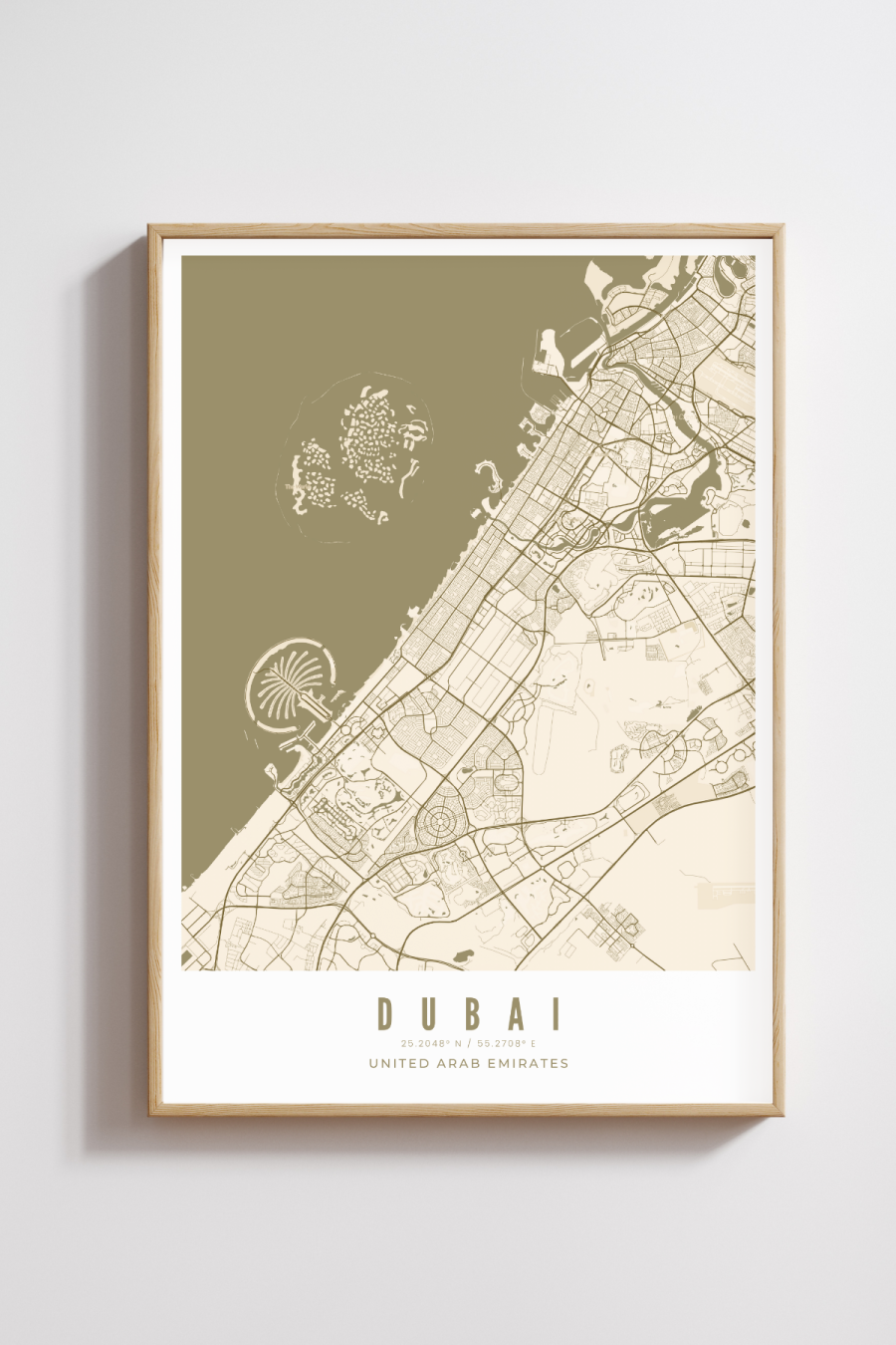 Dubai City Map - Bronze- Multiples Sizes/Frames