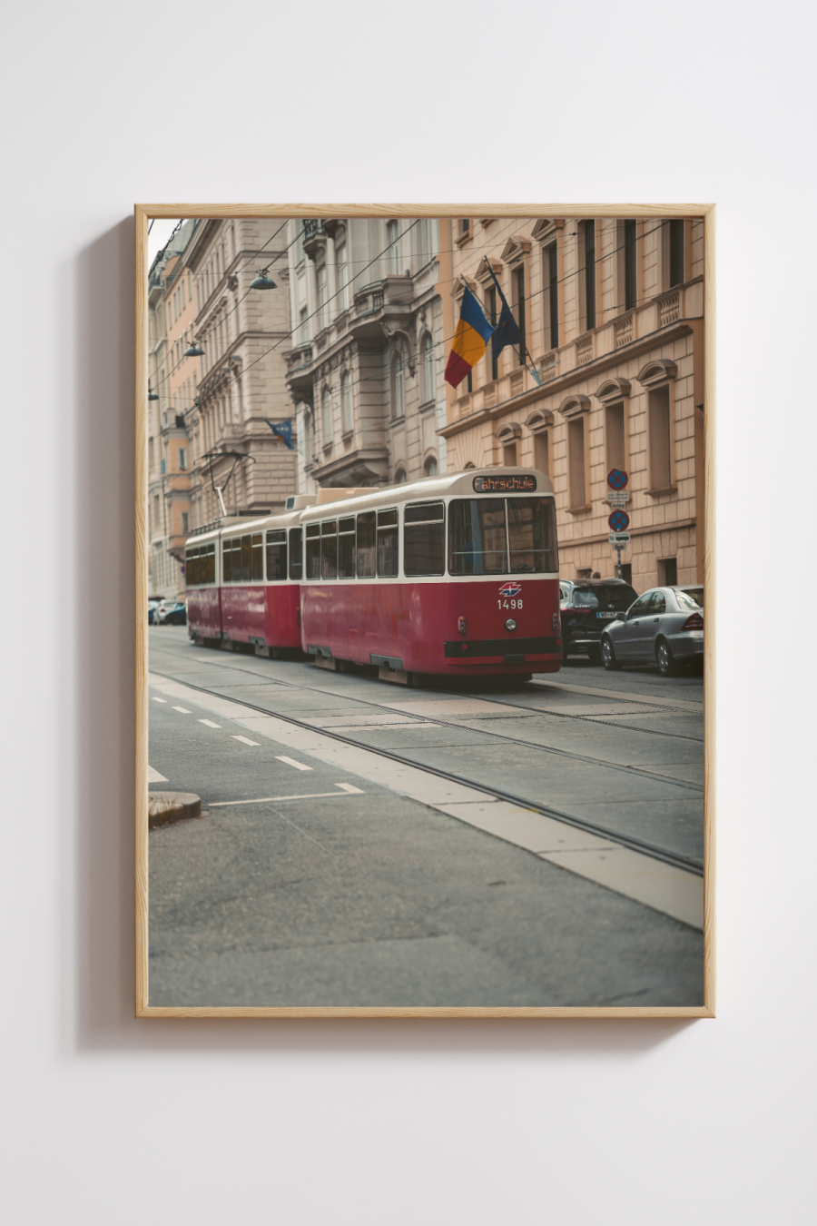Vienna’s Red Trams in Motion Photography Print