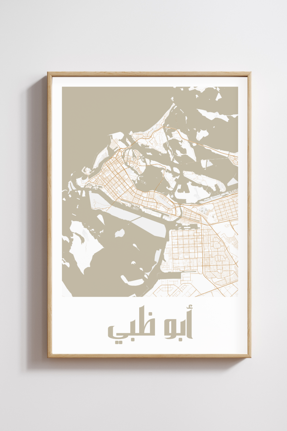 Abu Dhabi City Map in Arabic Style #2 - Sand