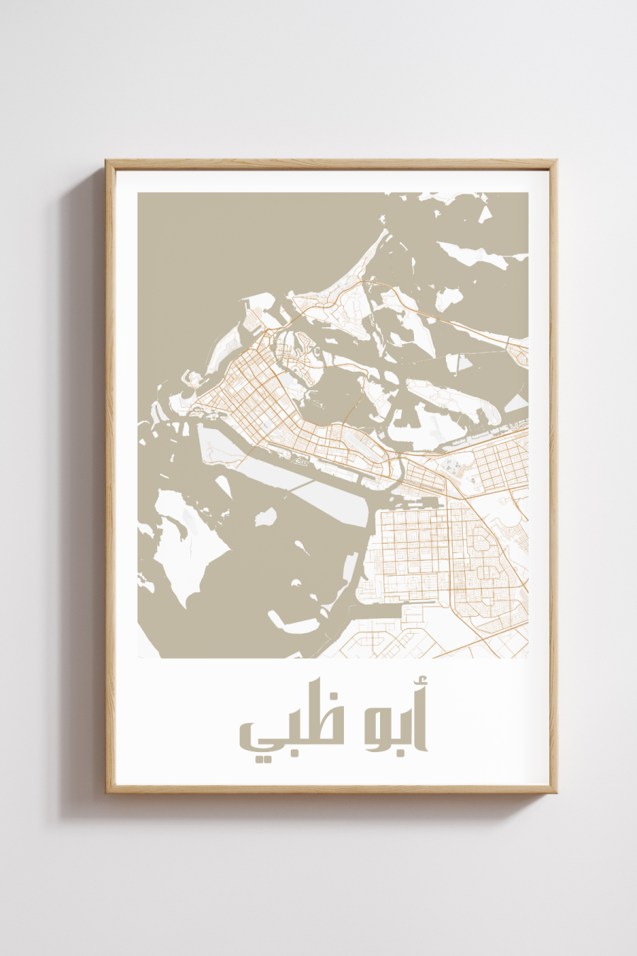 Abu Dhabi City Map in Arabic Style #2 - Sand