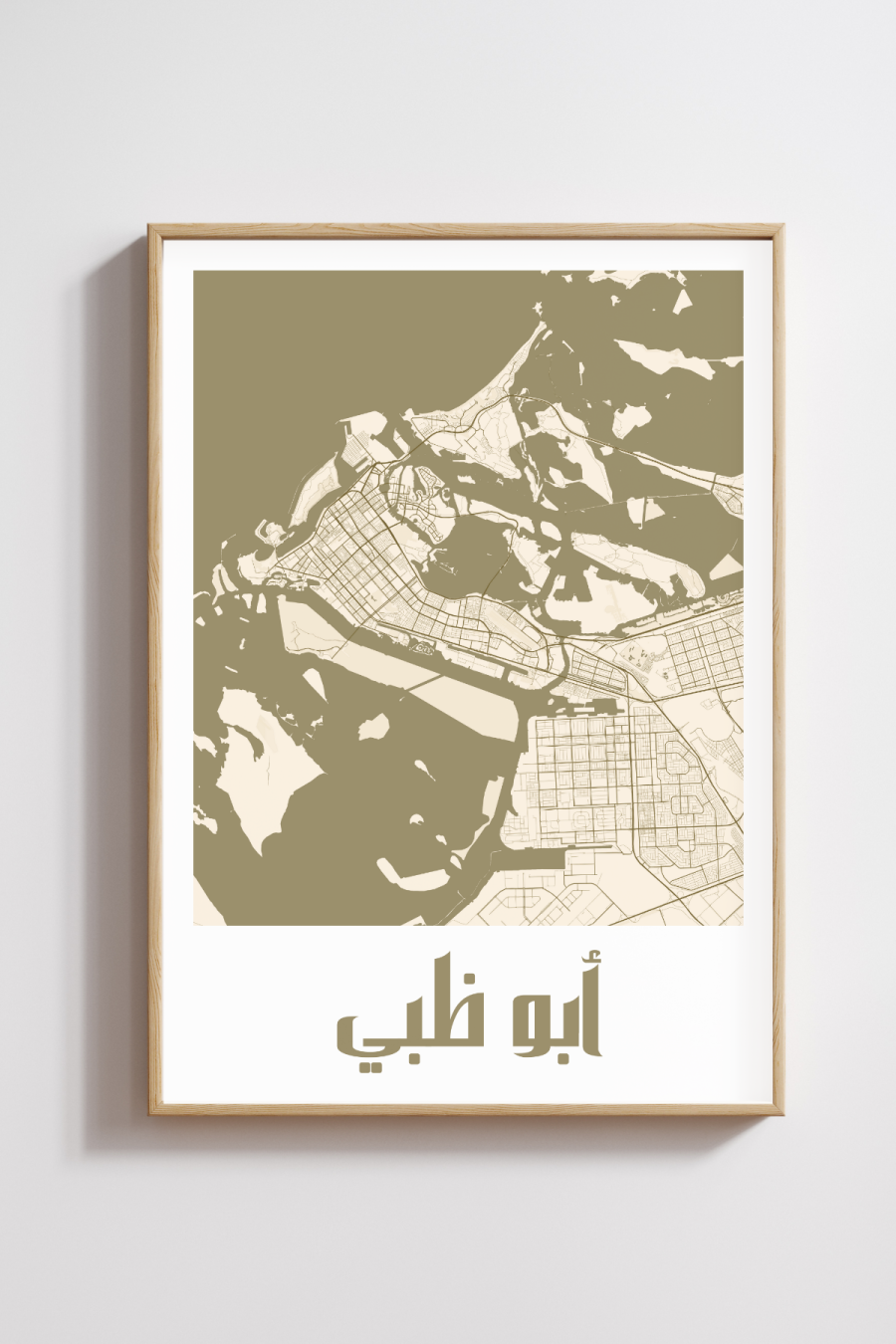 Abu Dhabi City Map in Arabic Style #2 - Bronze