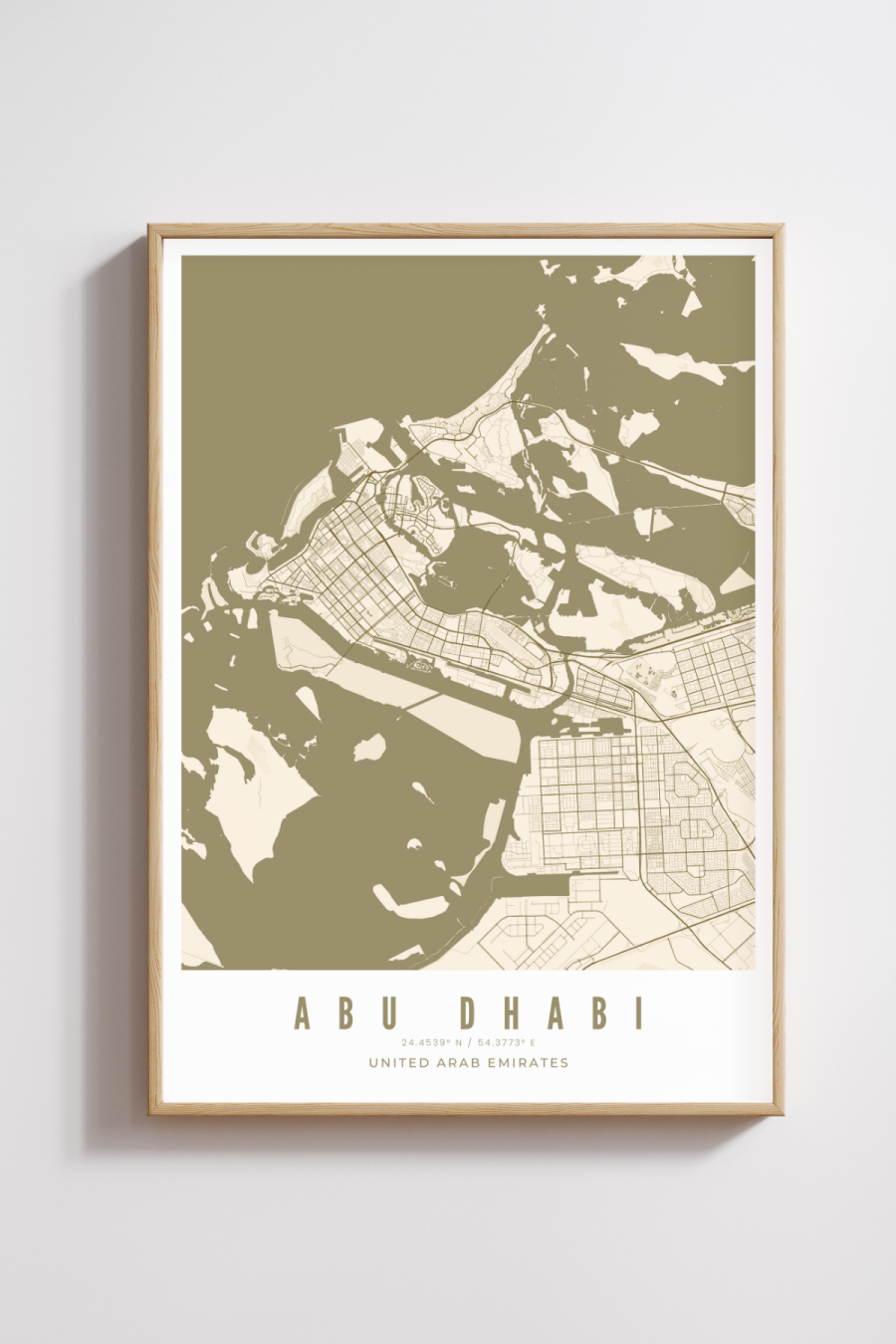 Abu Dhabi City Map - Bronze - Multiples Sizes/Frames