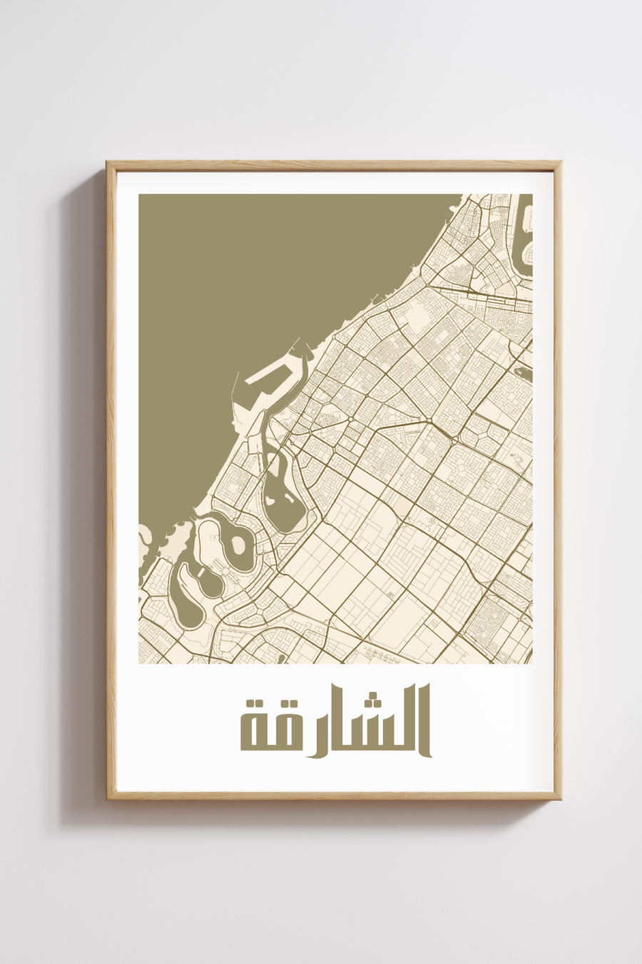 Sharjah City Map in Arabic Style #2 - Bronze