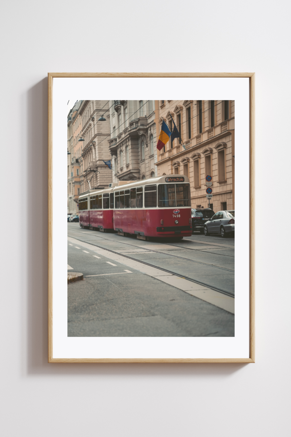 Vienna’s Red Trams in Motion Photography Print - Image 2
