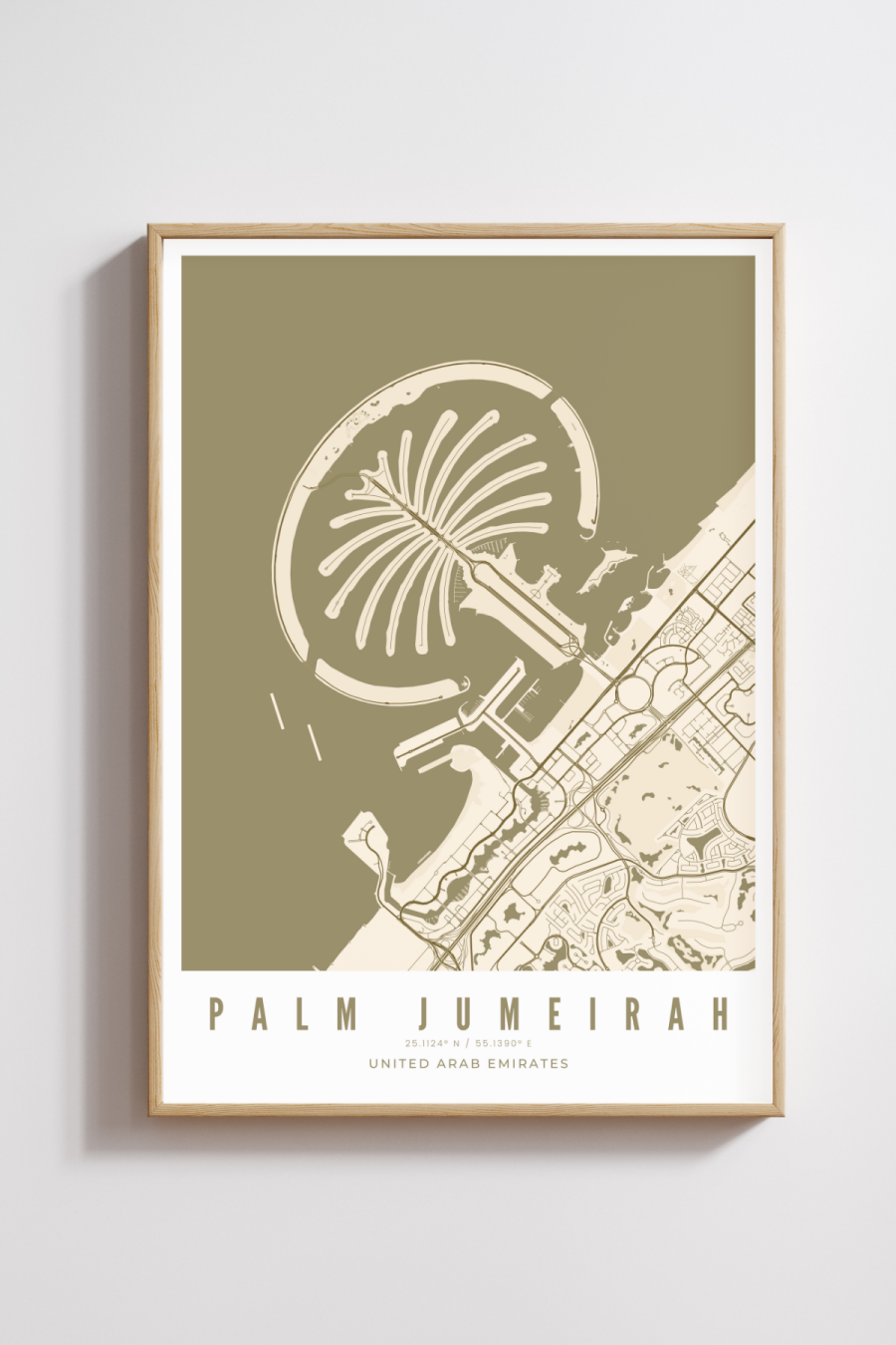 Palm Jumeirah Map - Bronze - Multiple Sizes/Frames
