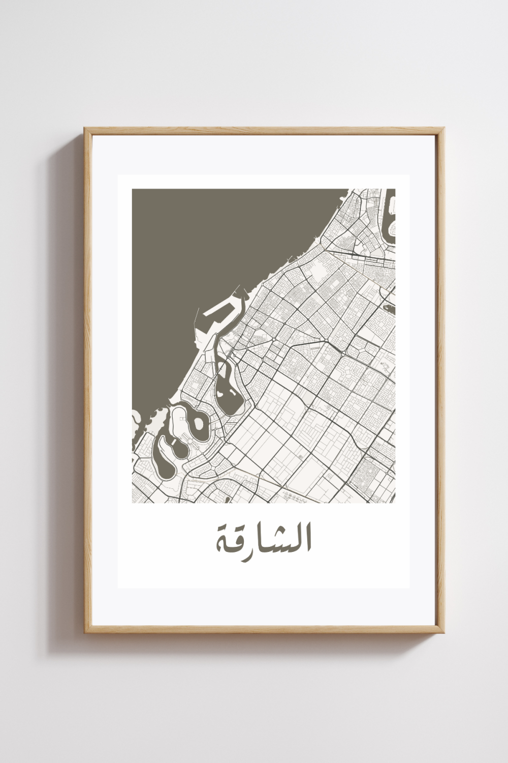 Sharjah City Map in Arabic Style #1 - Black & White - Image 2