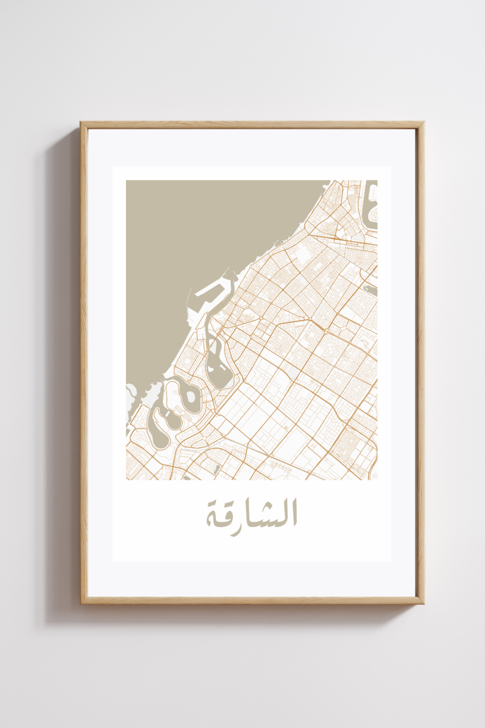Sharjah City Map in Arabic Style #1 - Sand - Image 2