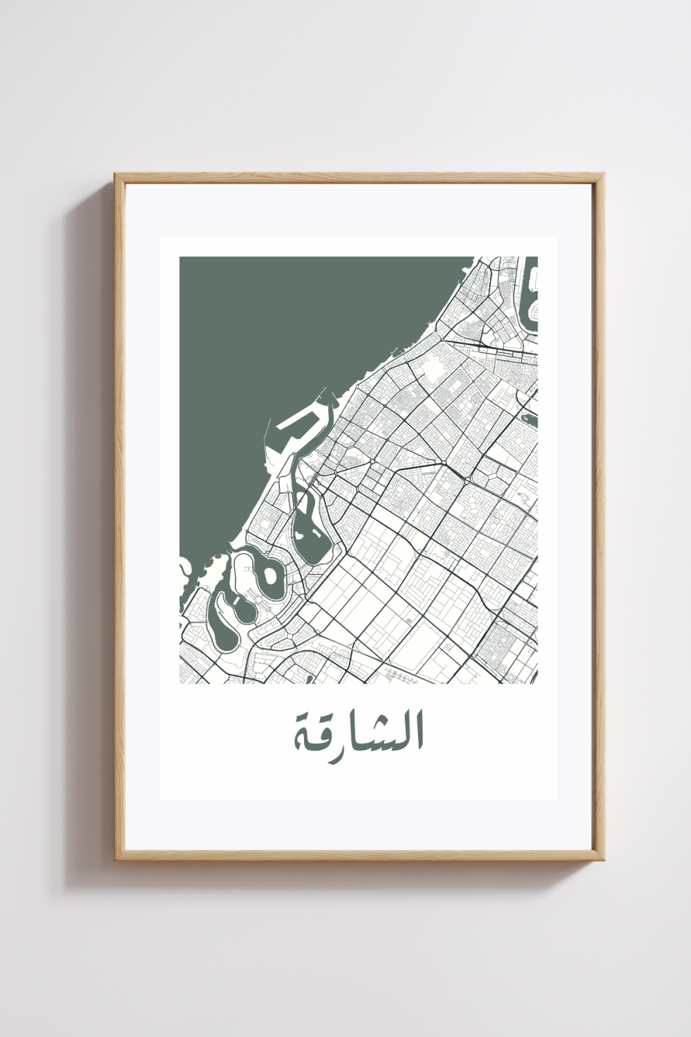 Sharjah City Map in Arabic Style #1 - Teal - Image 2