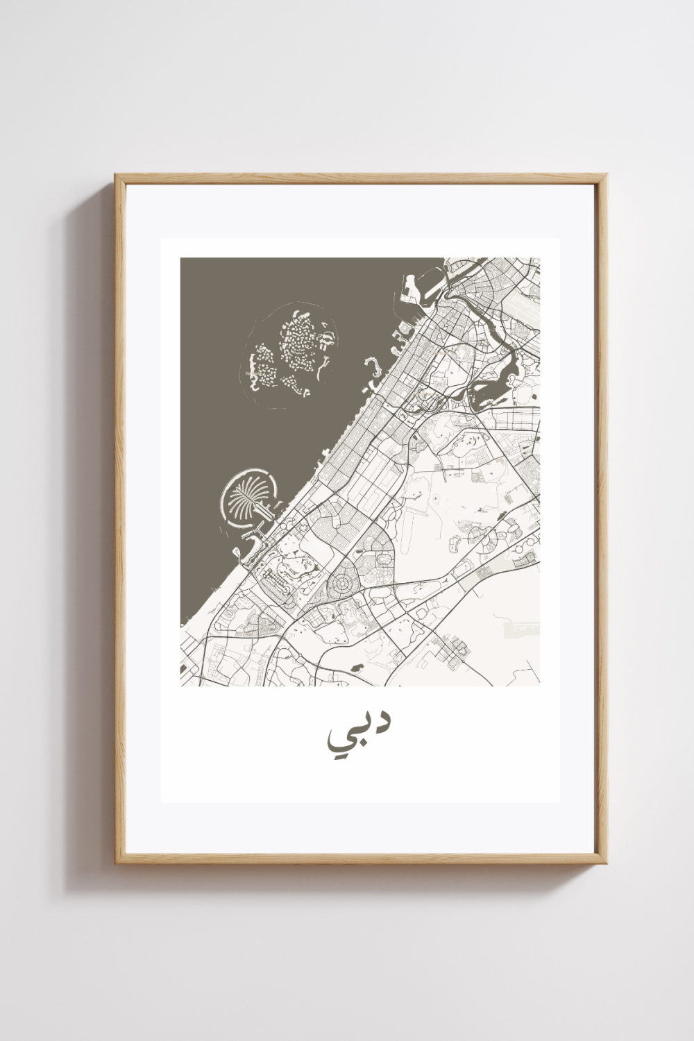 Dubai City Map in Arabic Style #1 - Black & White - Image 2