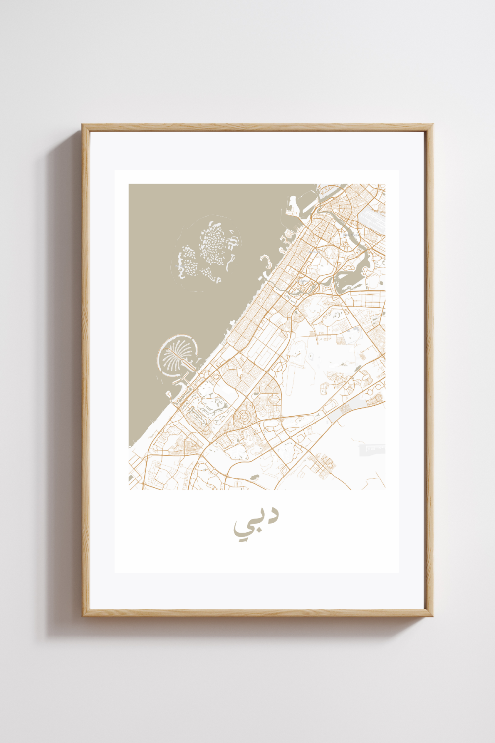 Dubai City Map in Arabic Style #1 - Sand - Image 2