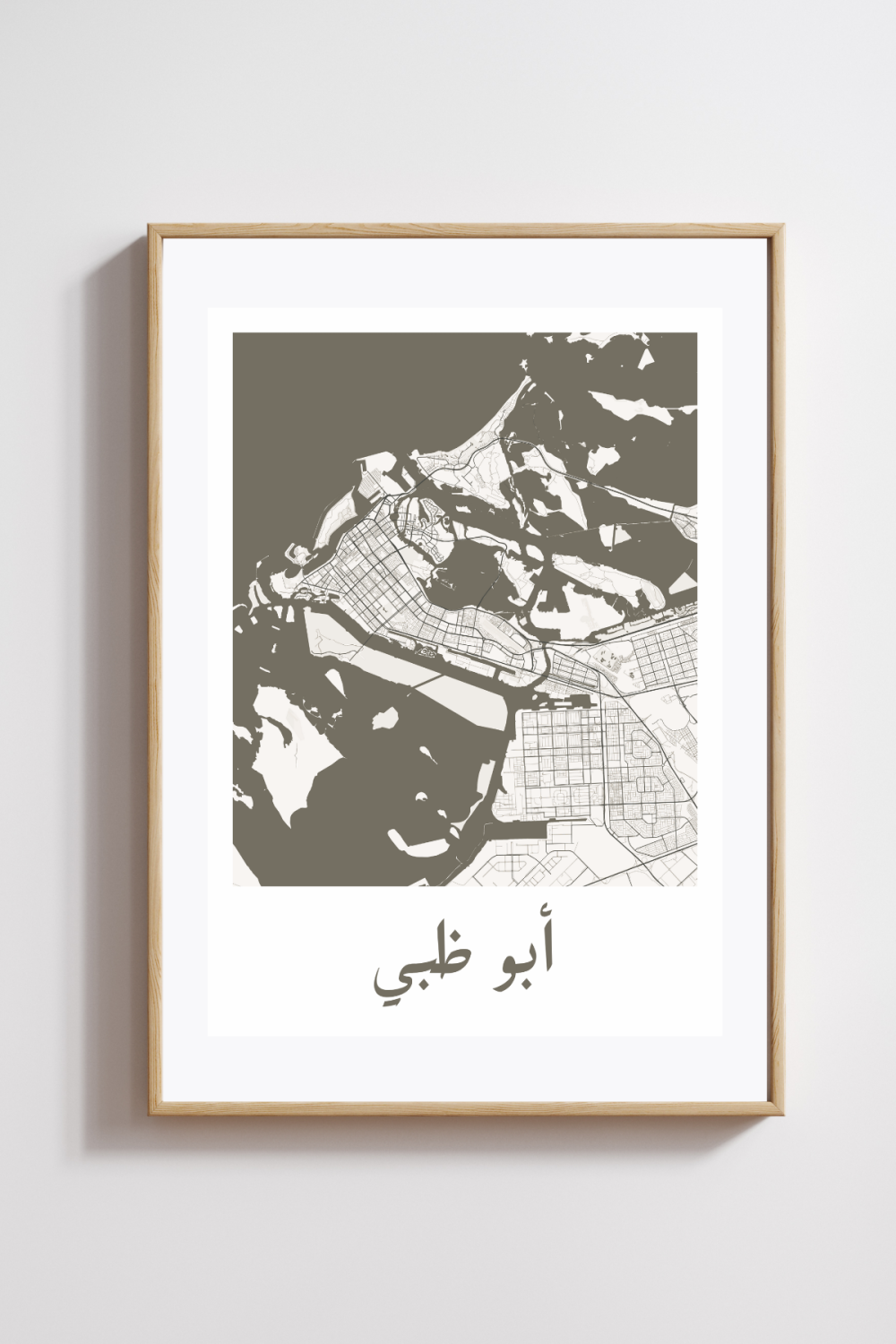 Abu Dhabi City Map in Arabic Style #1 - Black & White - Image 2