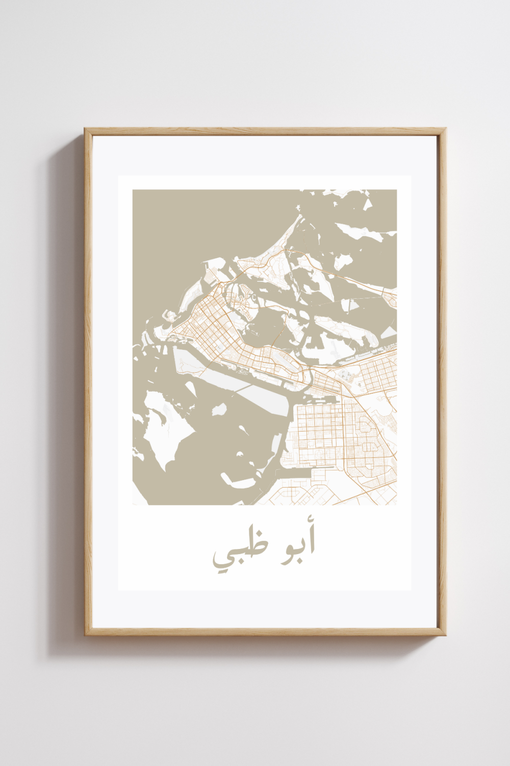 Abu Dhabi City Map in Arabic Style #1 - Sand - Image 2