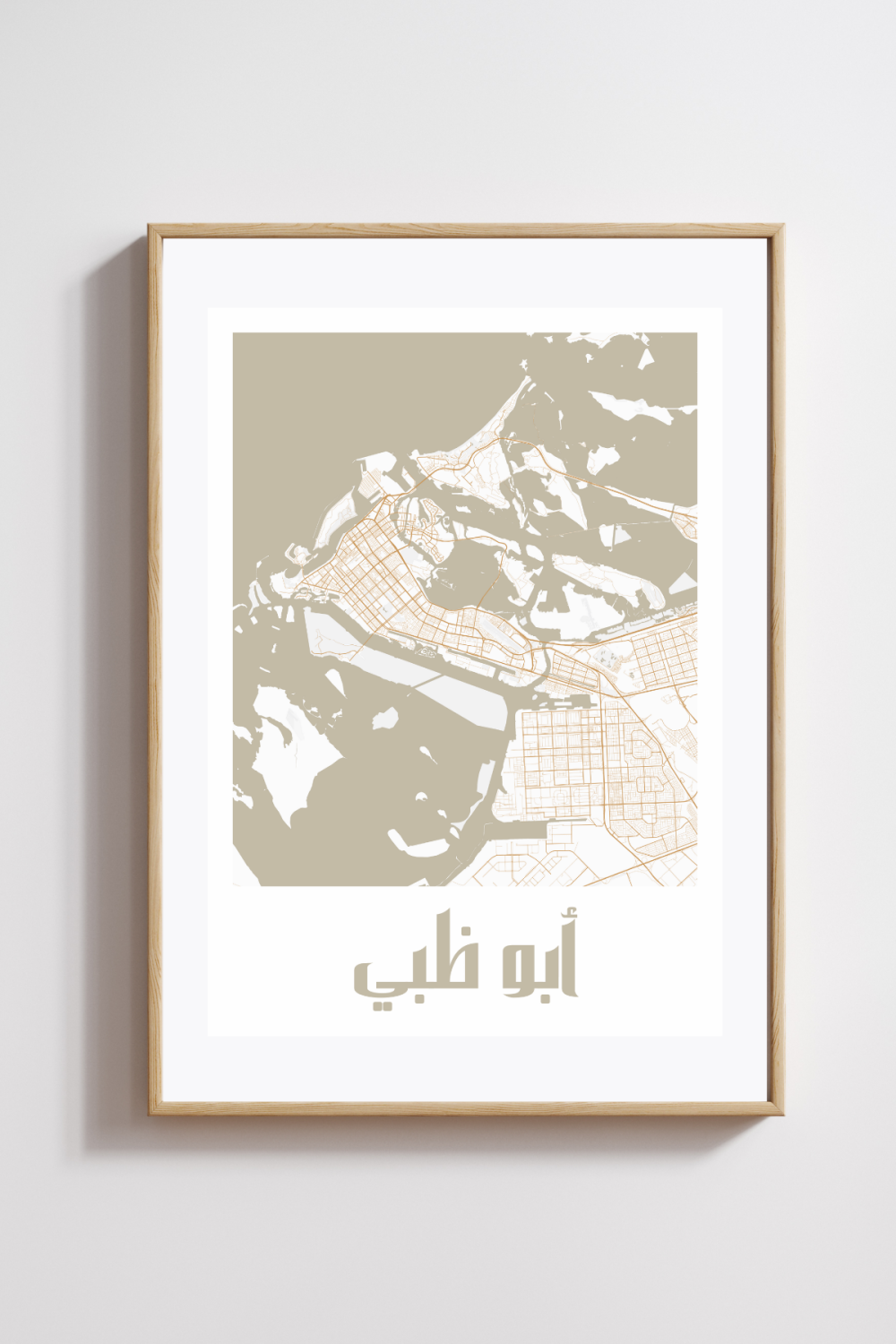 Abu Dhabi City Map in Arabic Style #2 - Sand - Image 2