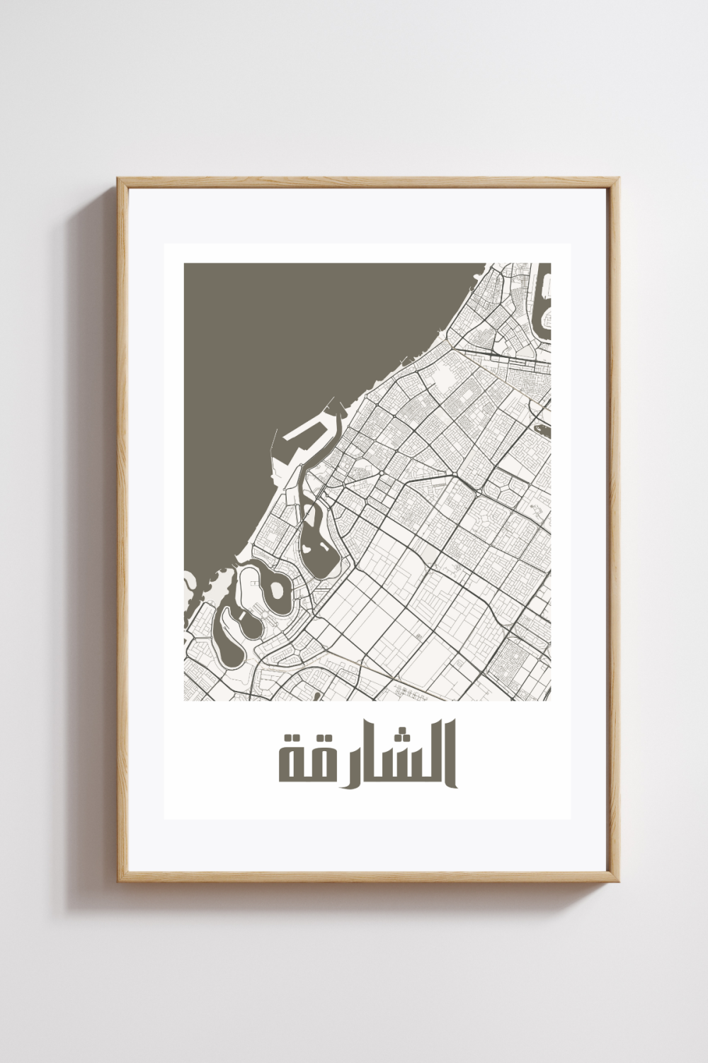 Sharjah City Map in Arabic Style #2 - Black & White - Image 2