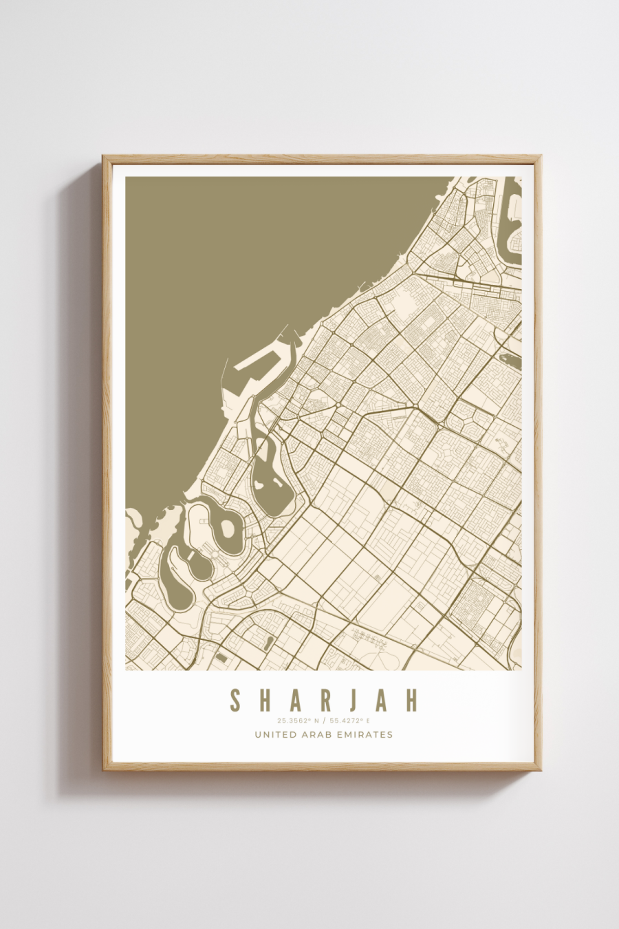 Sharjah City Map - Bronze- Multiples Sizes/Frames