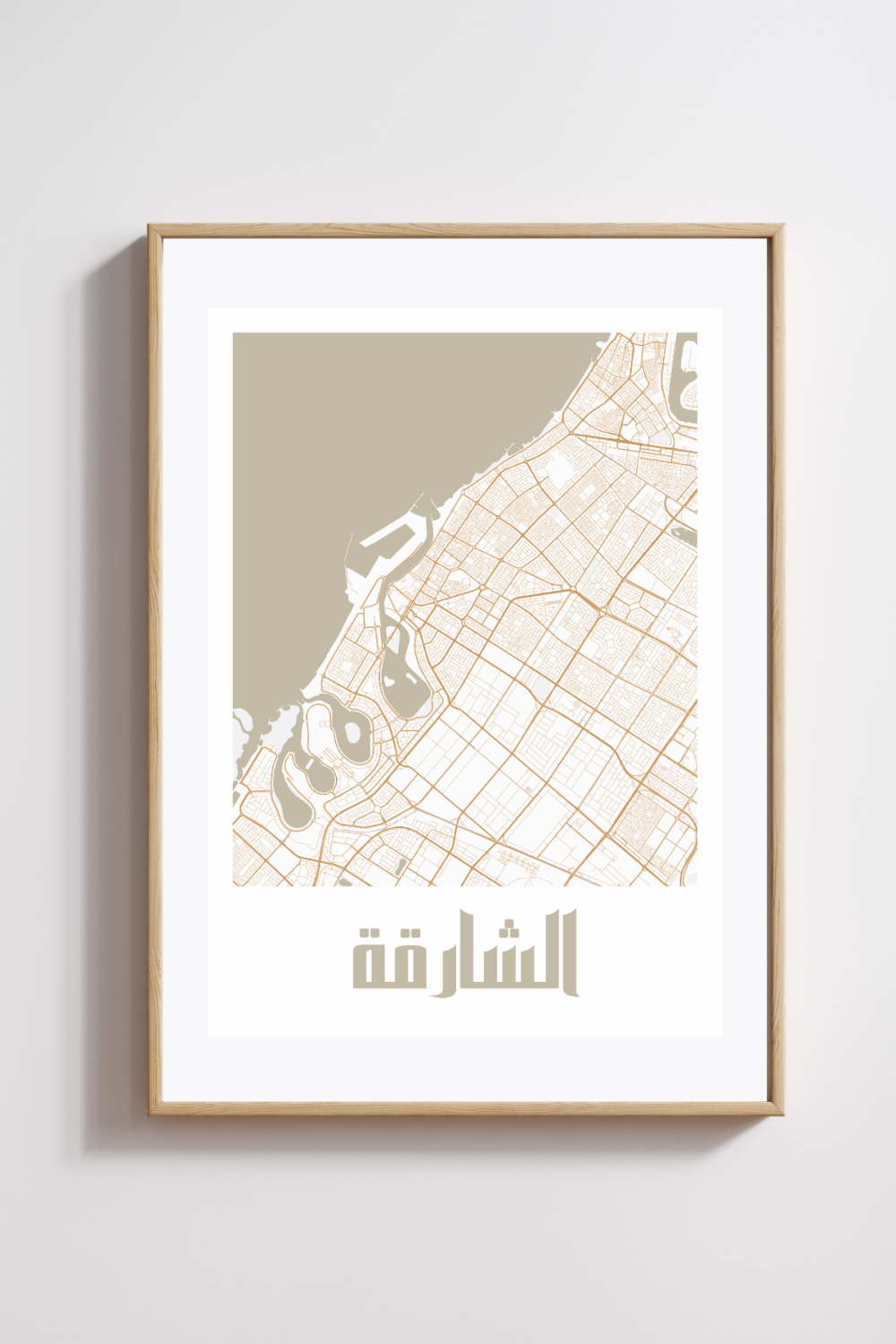 Sharjah City Map in Arabic Style #2 - Sand - Image 2