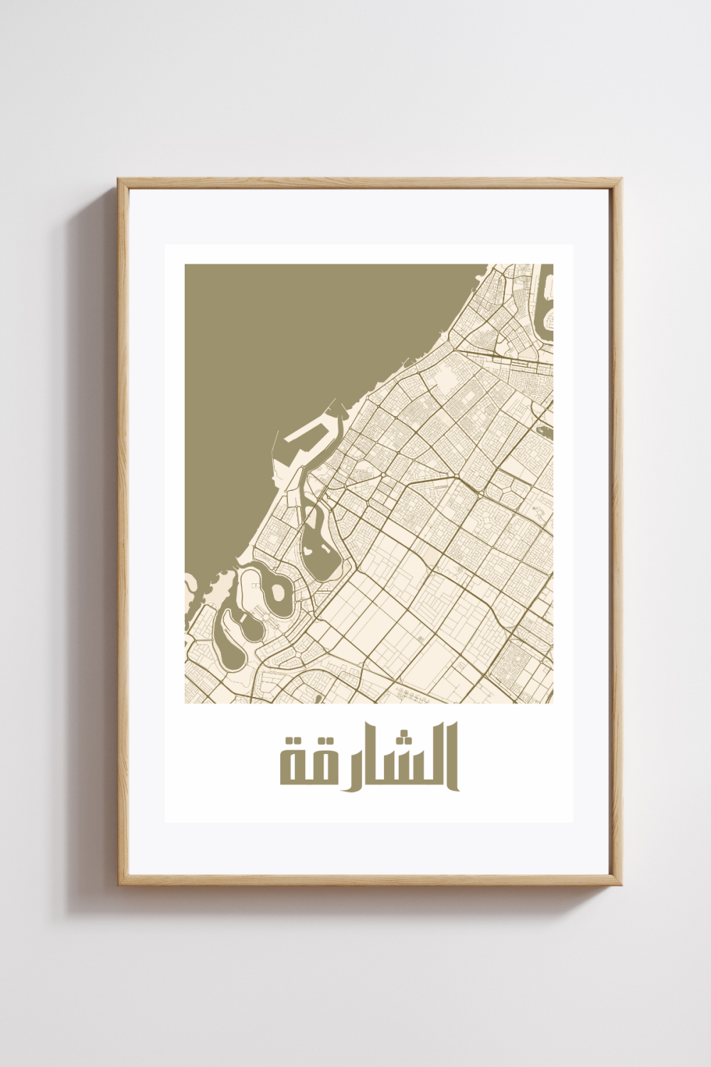 Sharjah City Map in Arabic Style #2 - Bronze - Image 2