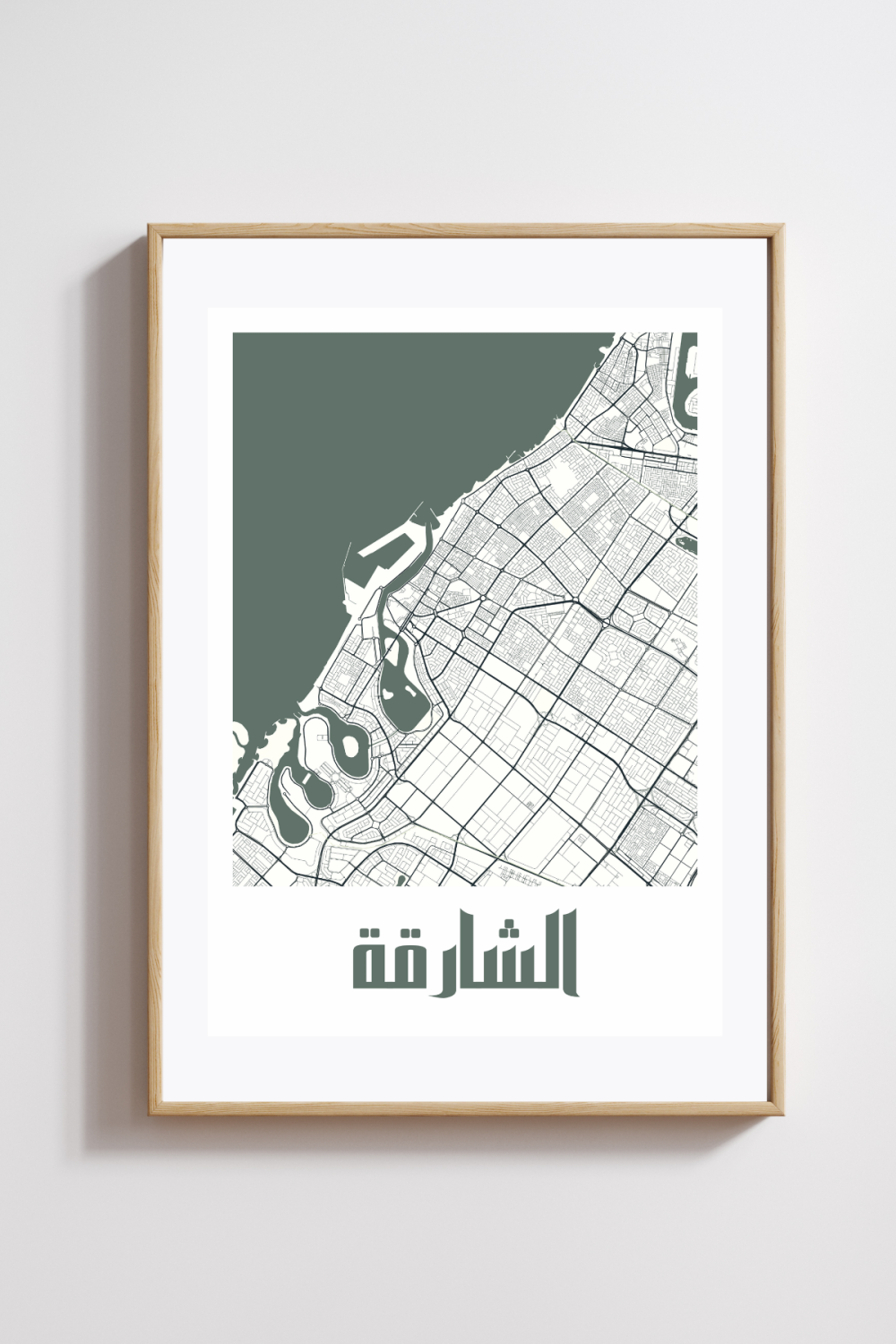 Sharjah City Map in Arabic Style #2 - Teal - Image 2