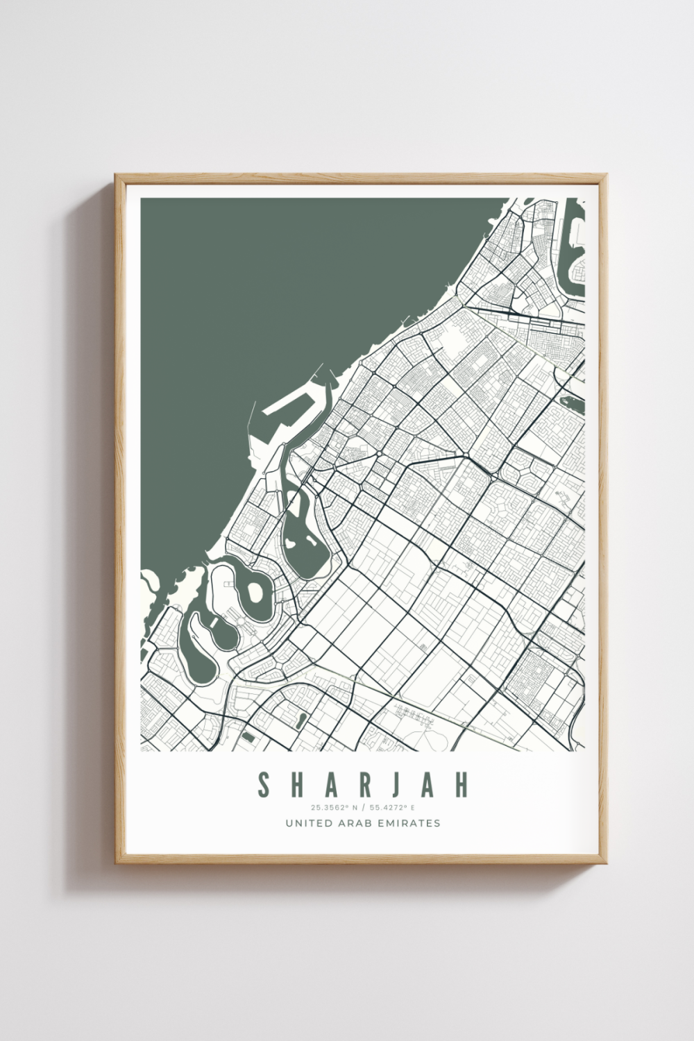 Sharjah City Map - Teal - Multiples Sizes/Frames