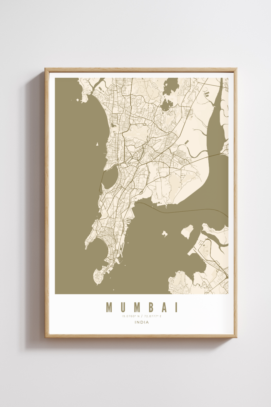 Mumbai City Map - Bronze - Multiple Sizes/Frames