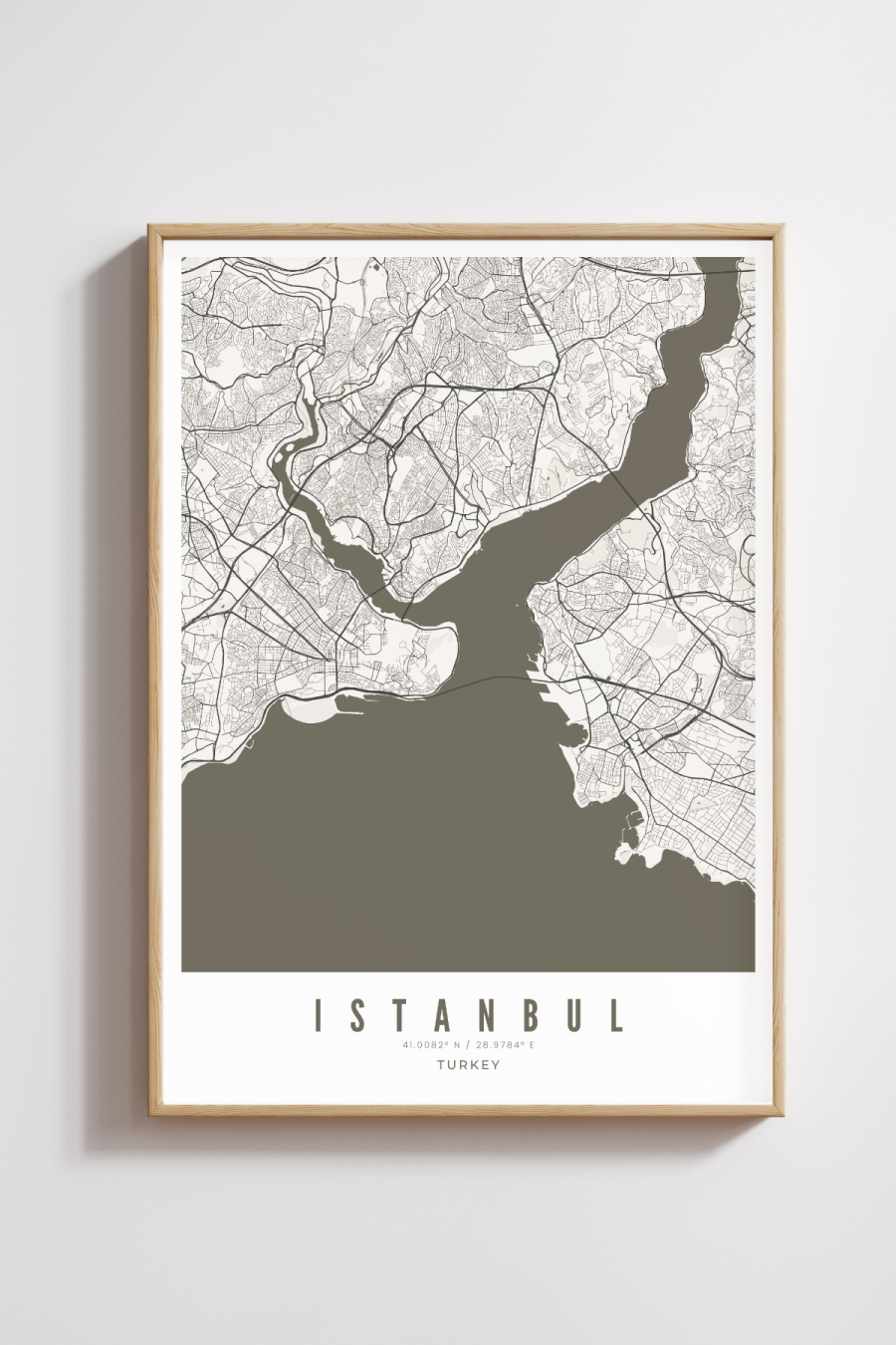 Istanbul City Map - Black/White - Multiple Sizes/Frames