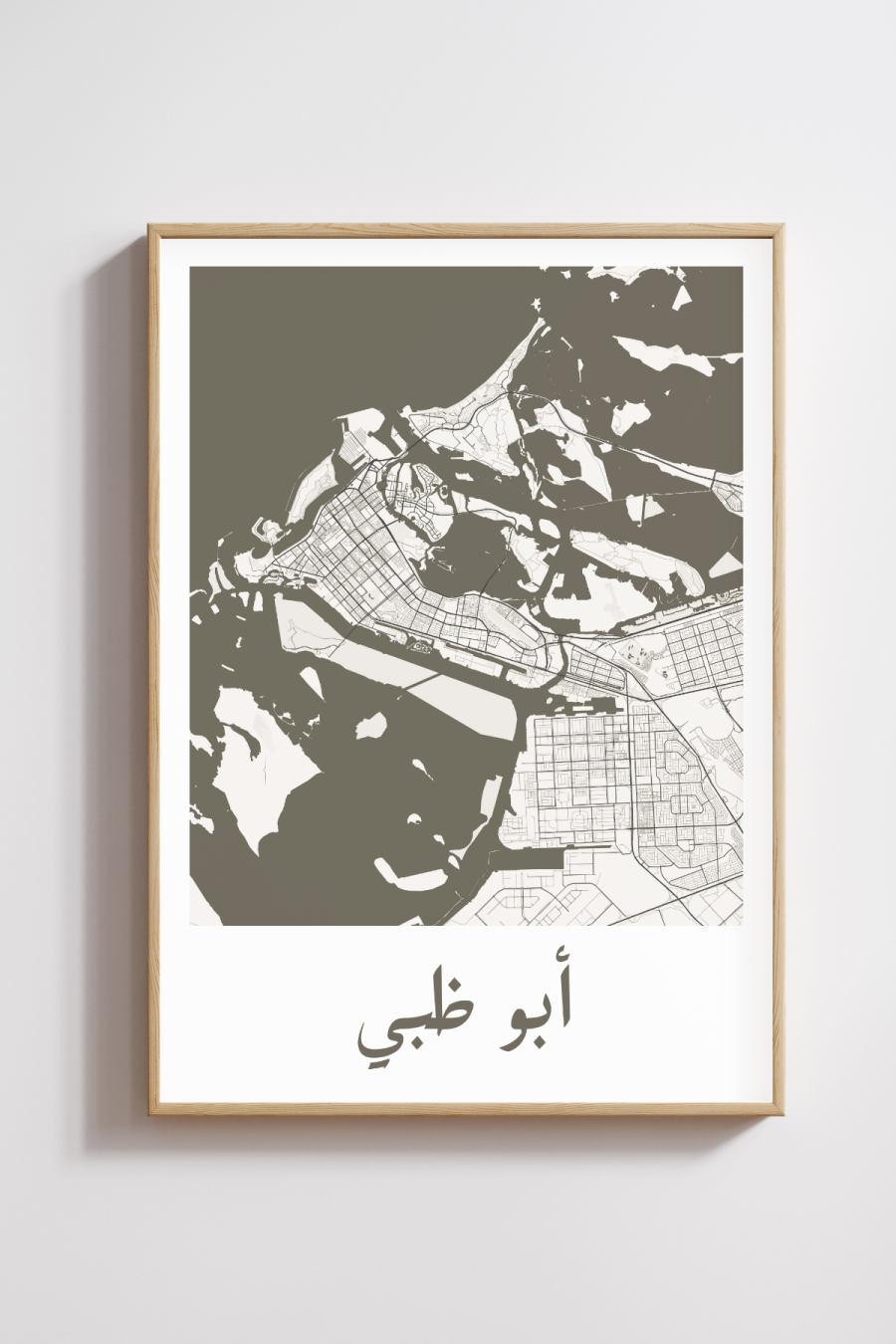 Abu Dhabi City Map in Arabic Style #1 - Black & White